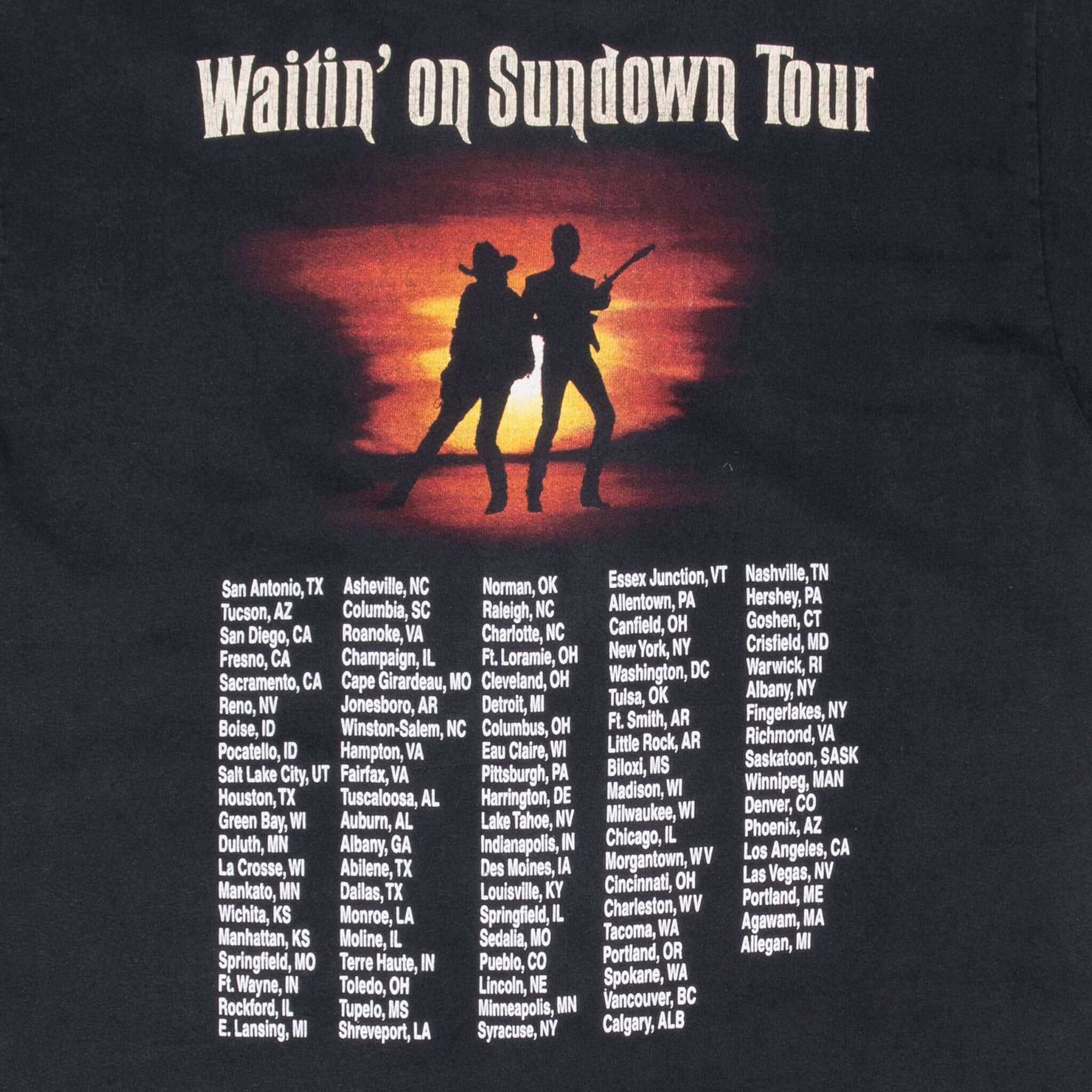 Vintage Brooks And Dunn Waiting On Sundown Tour 1990S Tee Shirt Size Medium Made In Usa With Single Stitch Sleeves