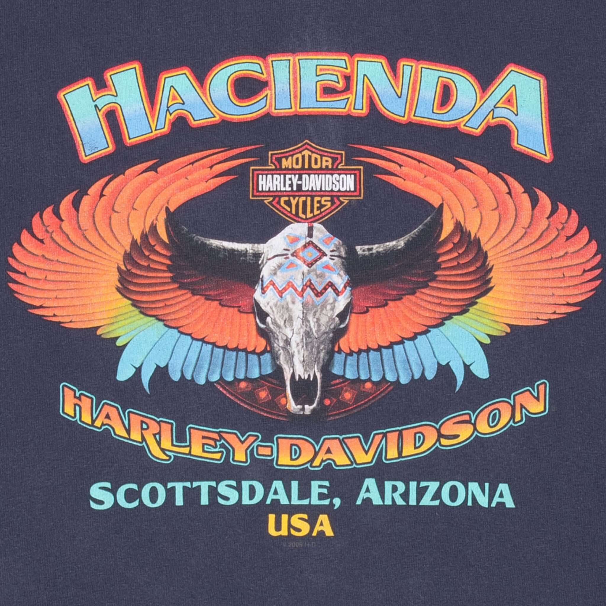 Vintage Harley Davidson Hacienda Henley Tee Shirt 2009 Size 2XL