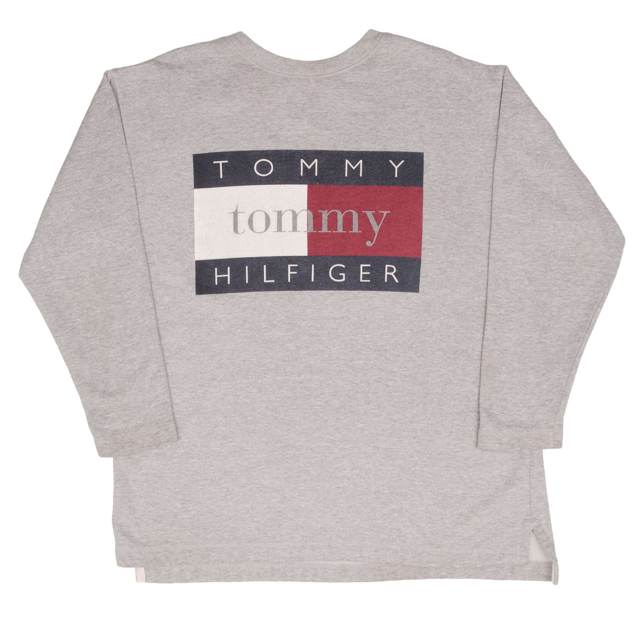 Vintage Tommy Hilfiger Spellout 1990S Grey Sweatshirt Size Medium Made In USA