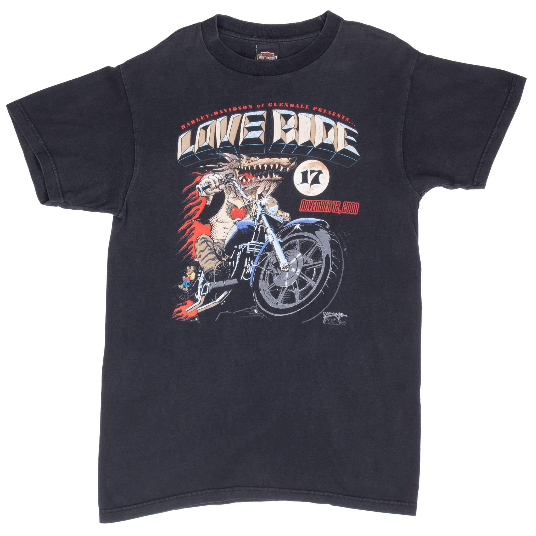 Vintage Harley Davidson Love Ride 2000 Tee Shirt Size Medium Made In Usa