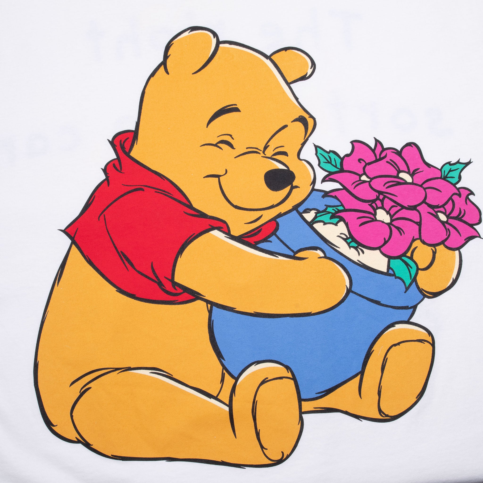 Vintage Disney Winnie The Pooh Flower 1990S Ringer Tee Shirt Size XL With Singe Stitch Sleeves