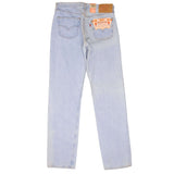 Beautiful Indigo Levis 501 Jeans 1990s Made in USA with Very Light Wash   Size on tag 34X36 Back Button #511