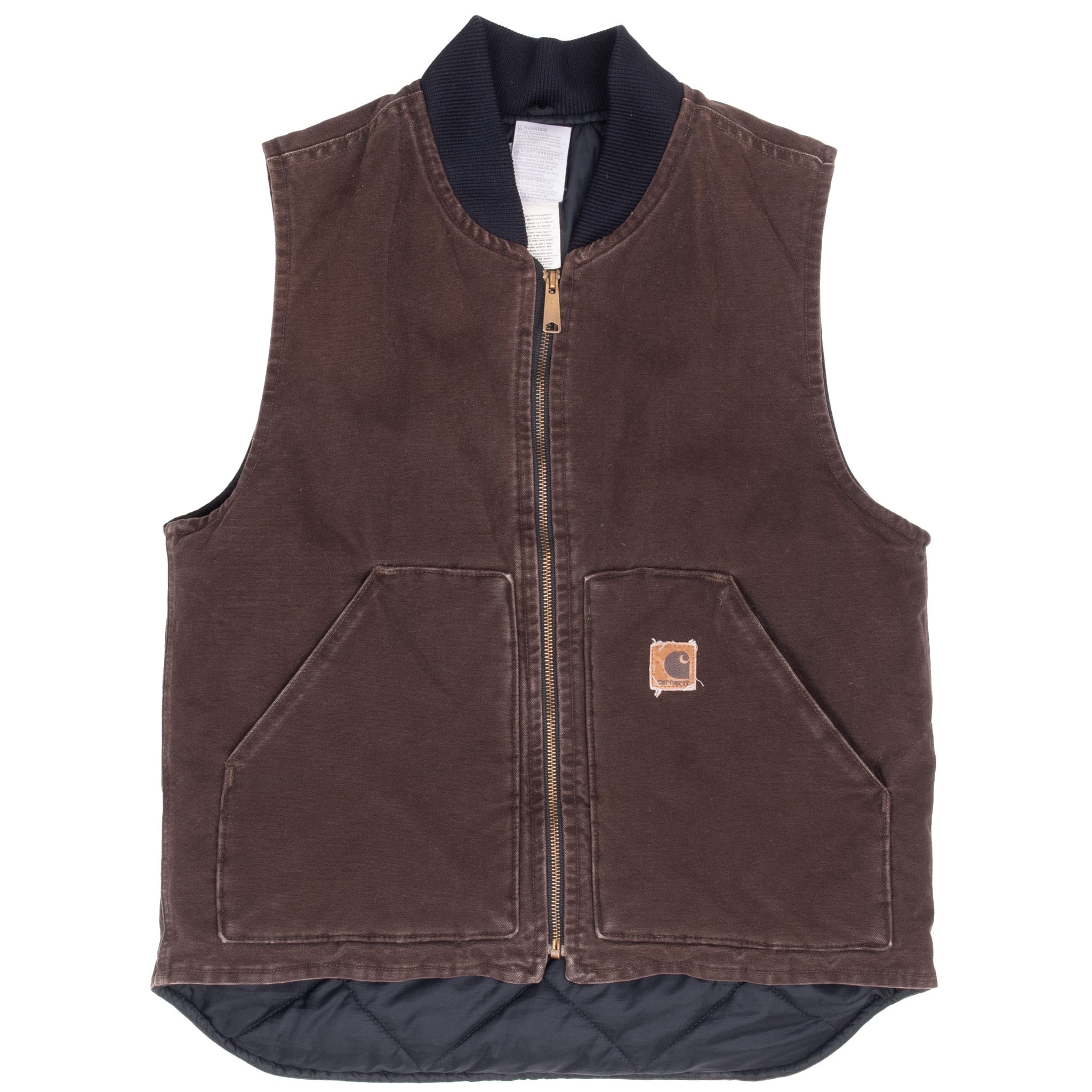 Vintage Carhartt Brown Quilt Lined Vest Jacket V02Dkb 2004 Size Medium Made In USA