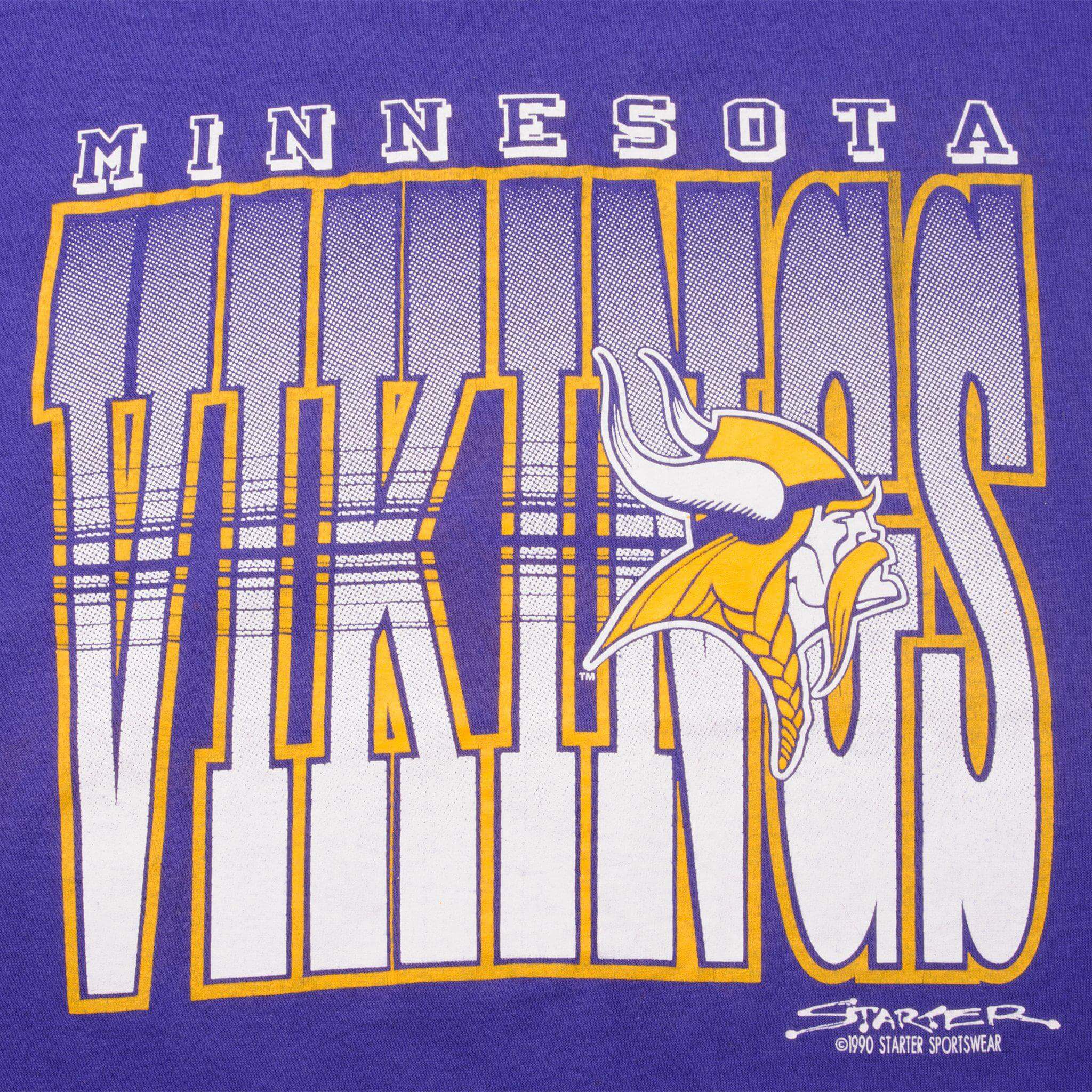 VINTAGE STARTER NFL MINNESOTA VIKINGS TEE SHIRT 1990 SIZE LARGE MADE IN USA