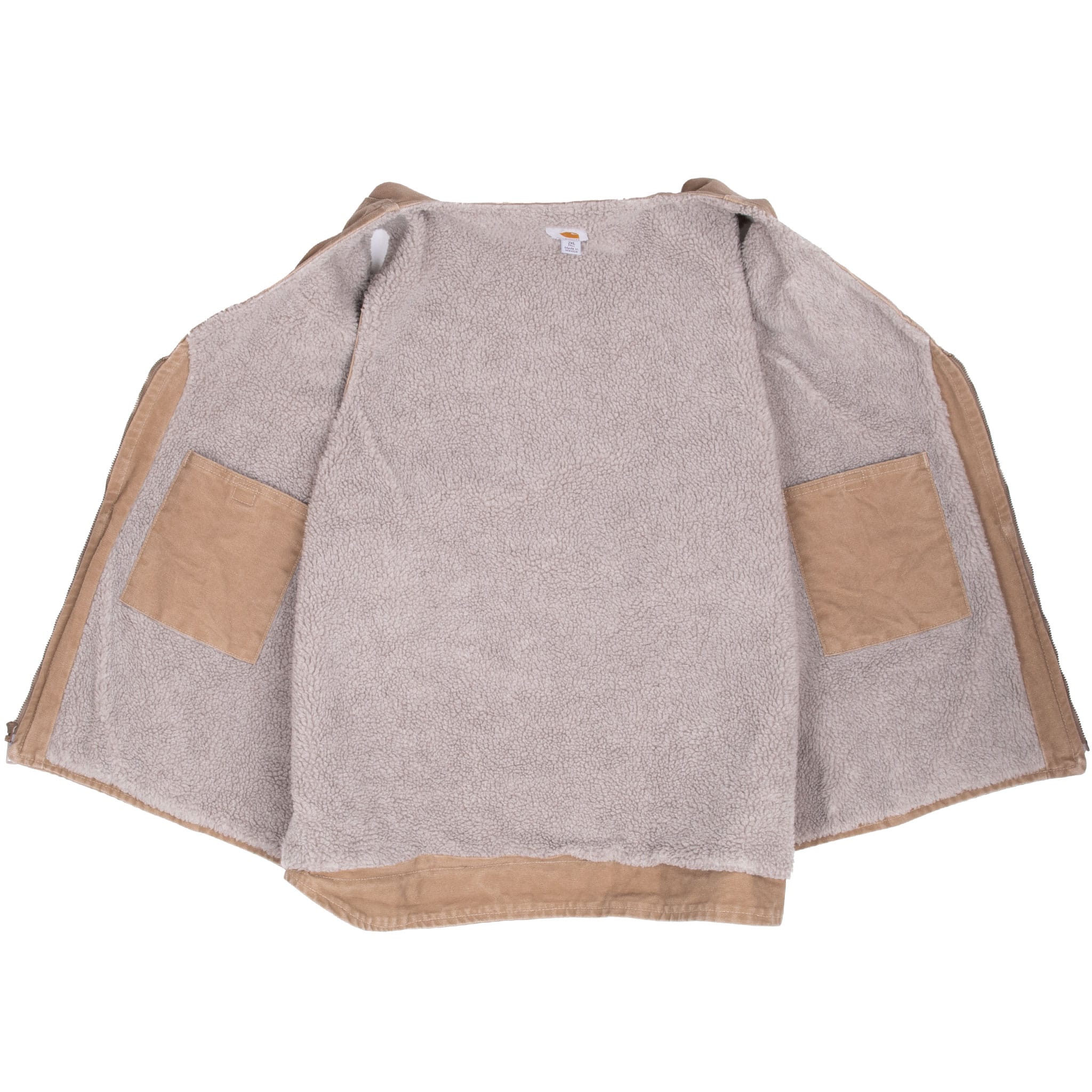 Vintage Carhartt Sherpa Lined Beige Vest Jacket 2014 V26FRB Size 2XL