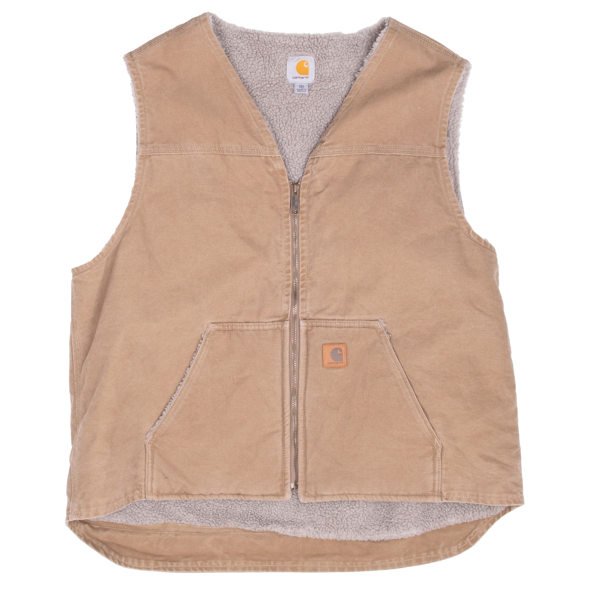 Vintage Carhartt Sherpa Lined Beige Vest Jacket 2014 V26FRB Size 2XL
