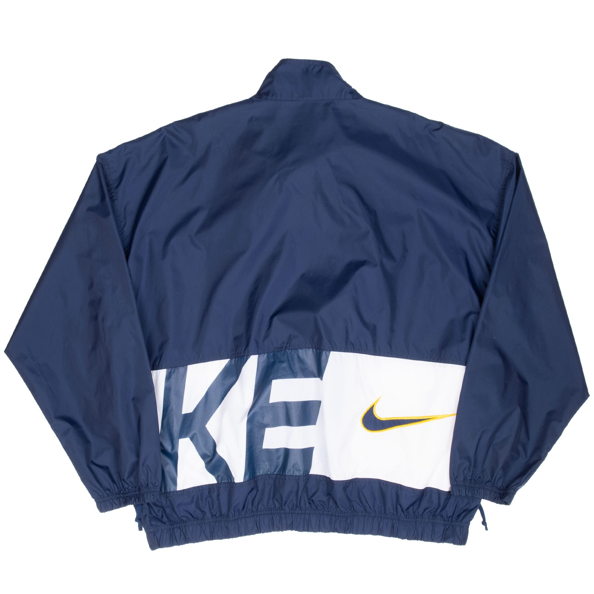 VINTAGE NIKE BIG SWOOSH NAVY BLUE WINDBREAKER JACKET 1990S XL
