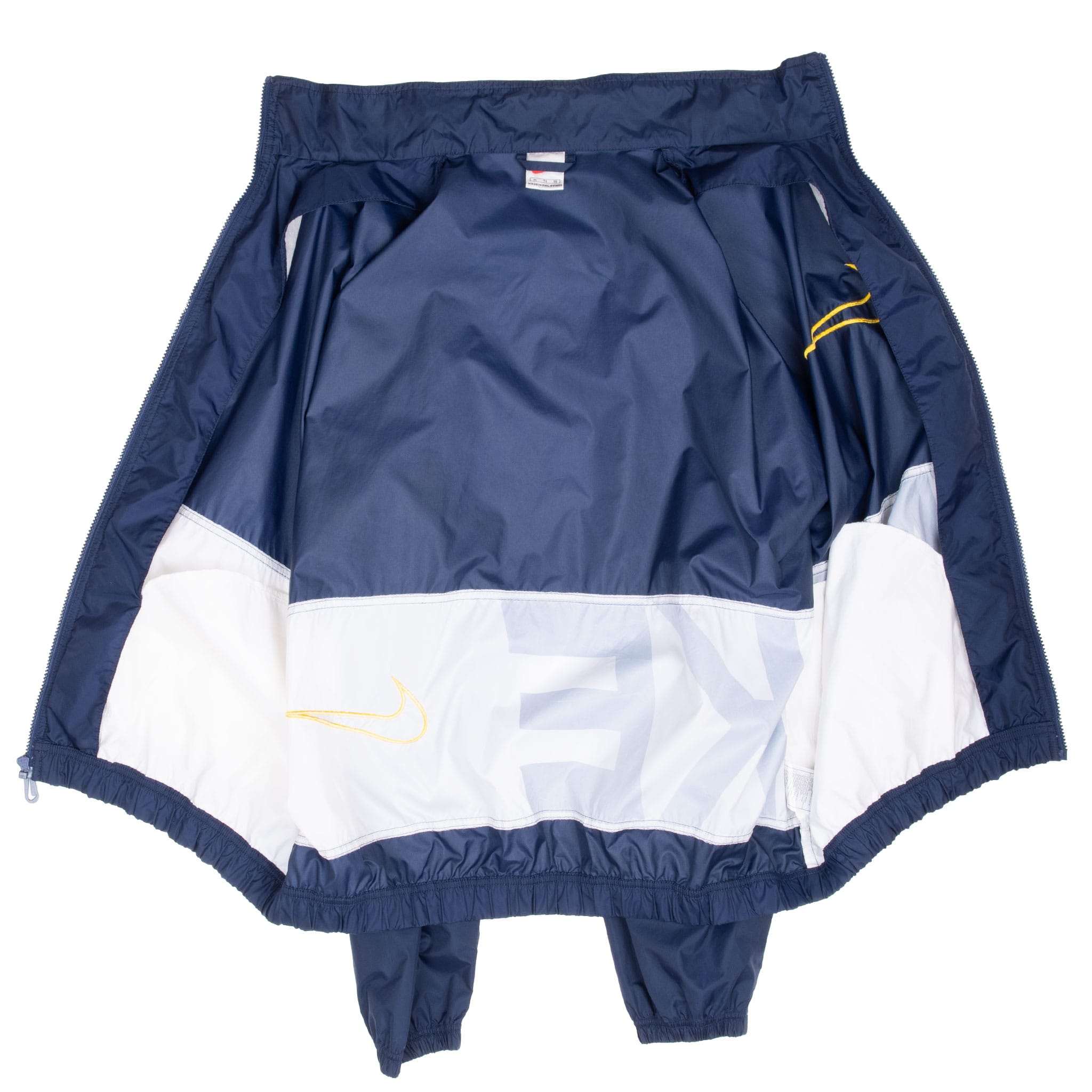 VINTAGE NIKE BIG SWOOSH NAVY BLUE WINDBREAKER JACKET 1990S XL
