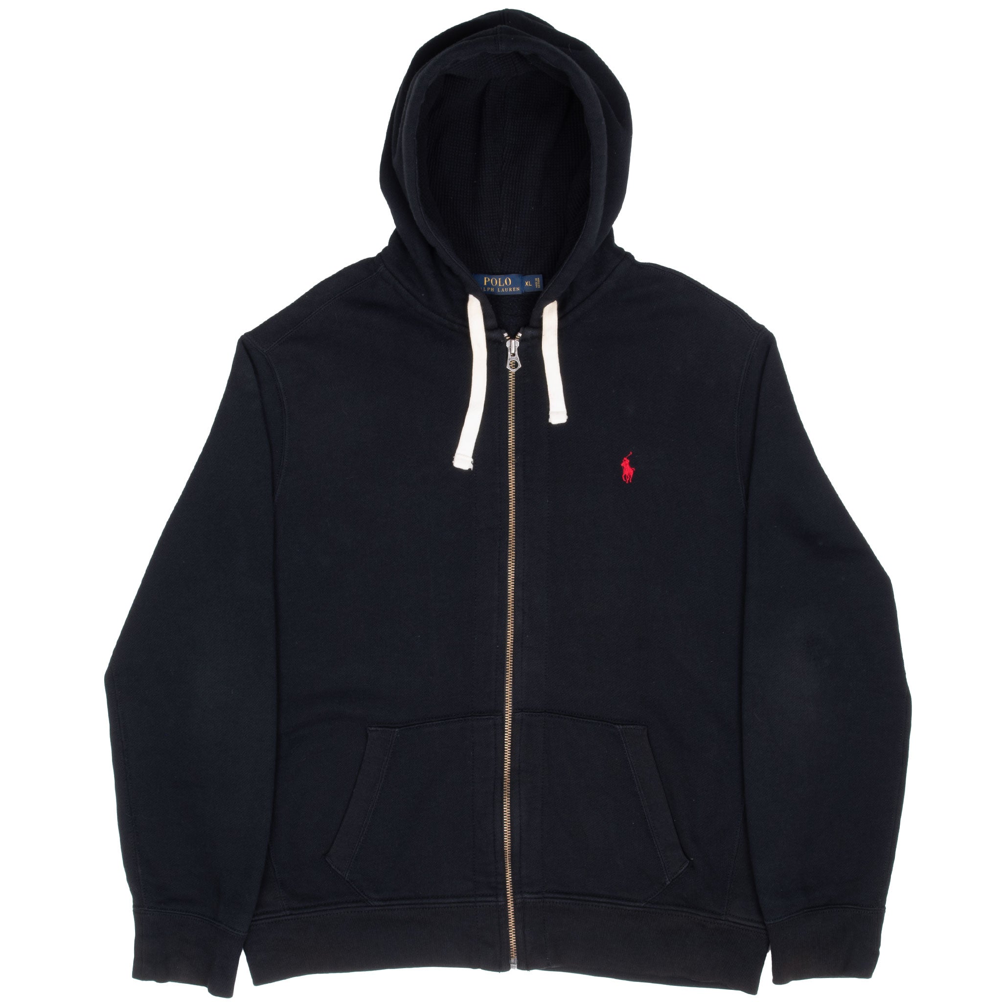 Vintage Ralph Lauren Full Zip Classic Black Hoodie Sweatshirt Size XL