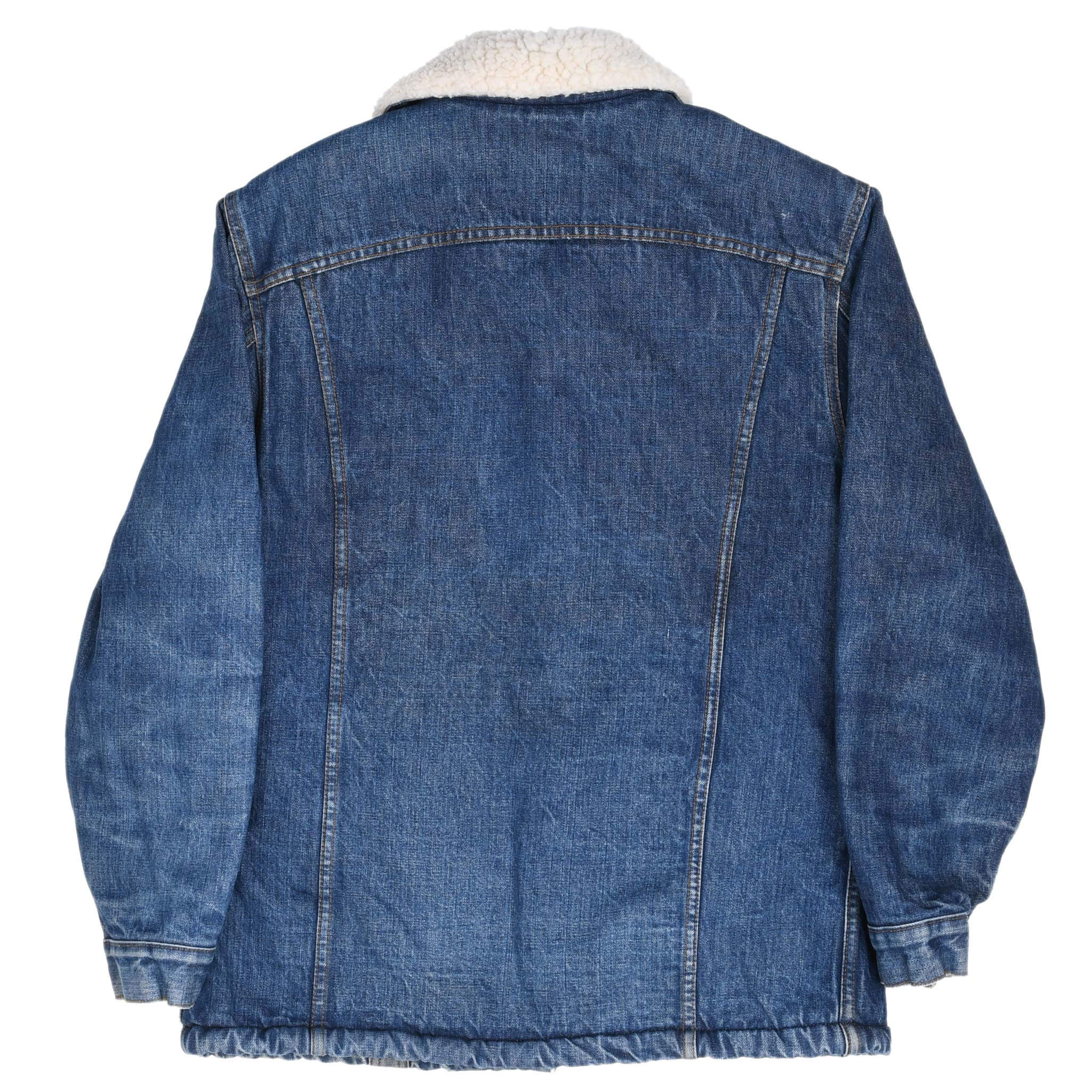 Vintage Levis Sherpa Trucker Denim Jacket Medium Wash Clean 1970s Size 42 Made In USA