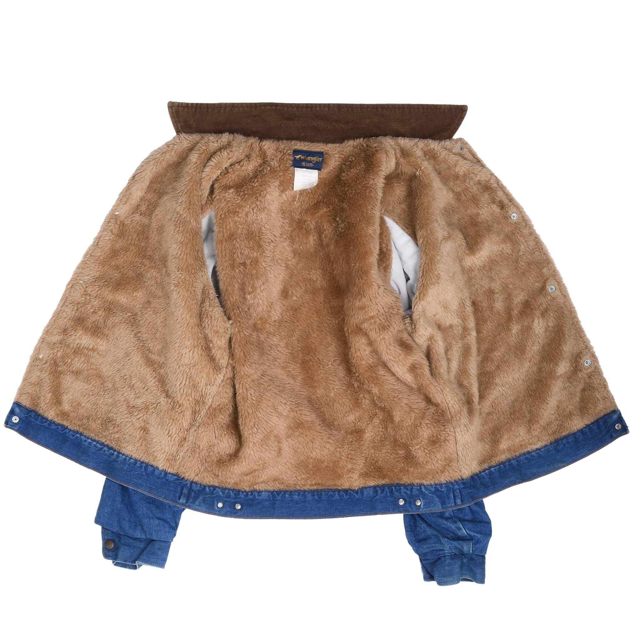 Vintage Wrangler Fur Lined Denim Jacket 1970S Size 42 Made In Usa