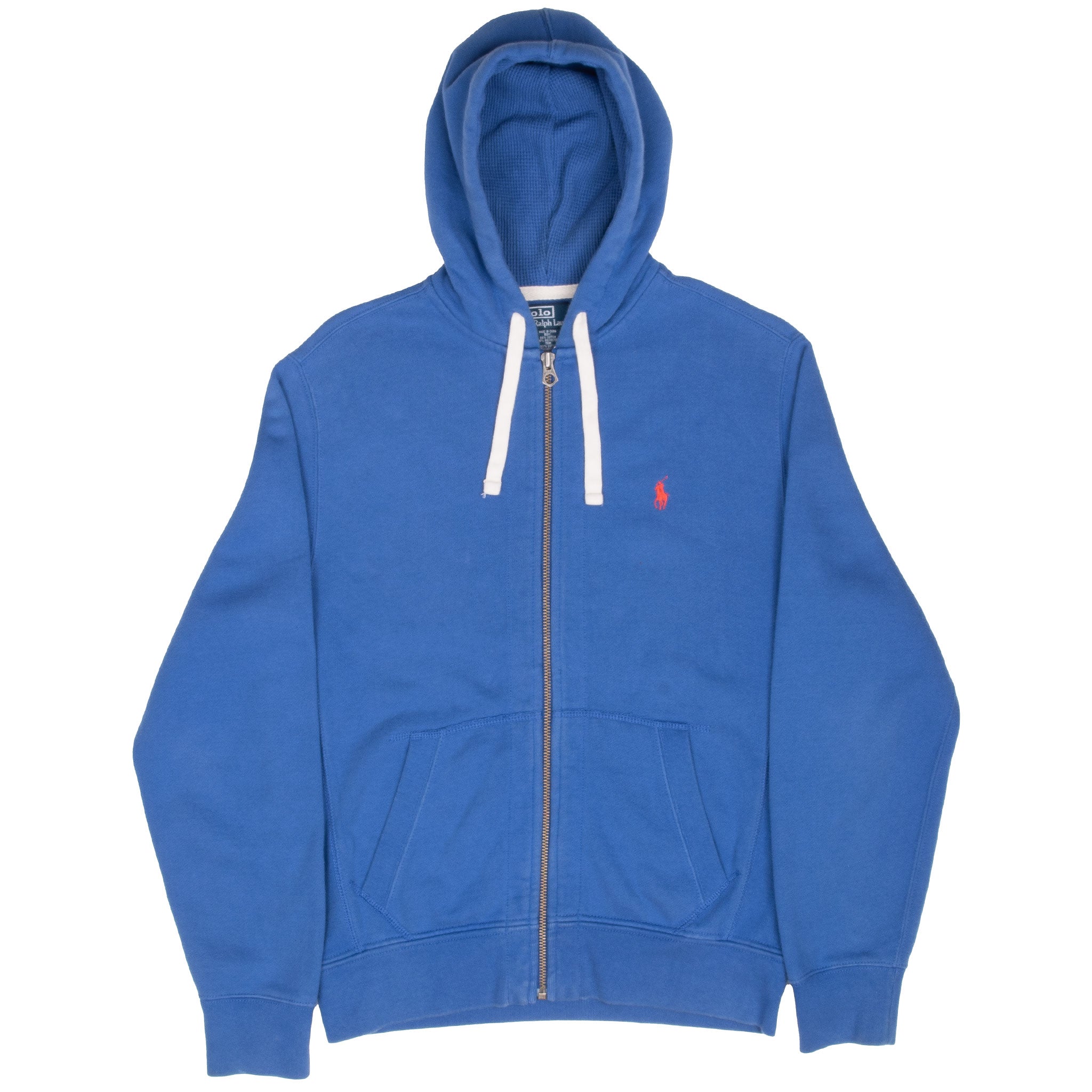 Vintage Ralph Lauren Full Zip Blue Hoodie Sweatshirt 1990S Size Medium