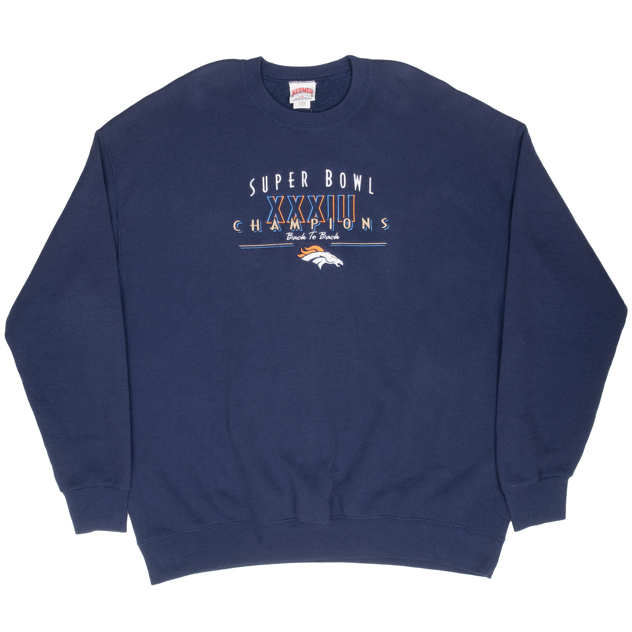 Vintage Nfl Denver Broncos Super Bowl Xxxiii Champions 1999 Sweatshirt Size 2XL Made In Usa