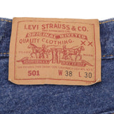 Beautiful Indigo Levis 501 Jeans 1980s Made in USA with Dark Wash  Size on tag 38X30 Actual Size 36X29 Back Button #511 Not Original Hem