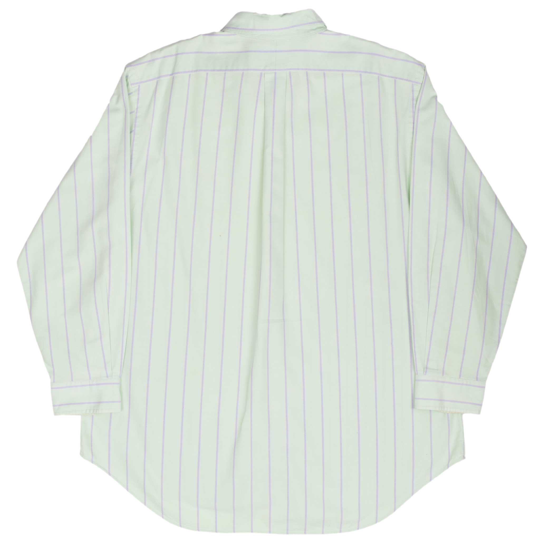 Vintage Ralph Lauren Light Green Stripe Shirt 1990S Size 17 X 32/33