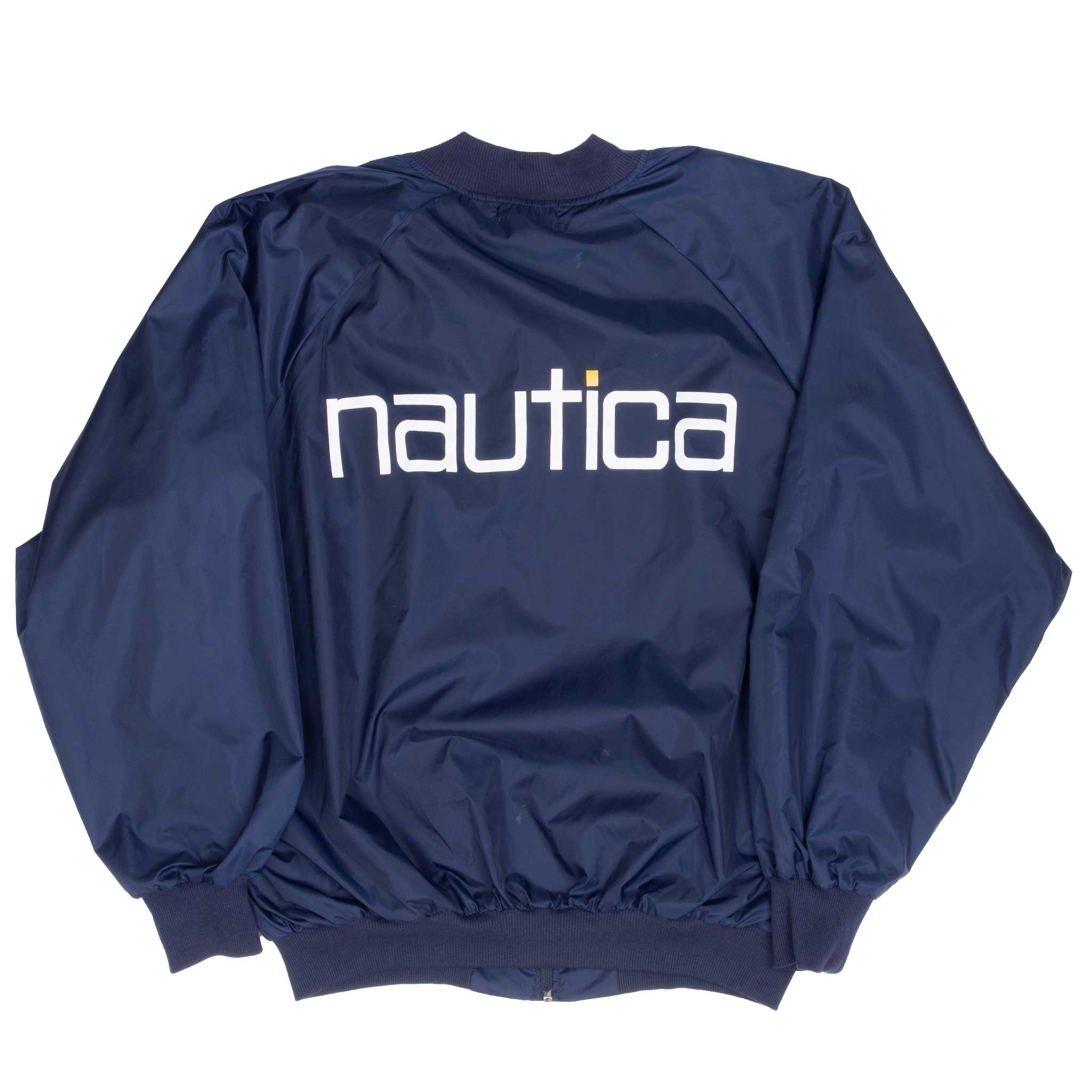Vintage Nautica Blue Windbreaker Bomber Jacket 1990S Size Large