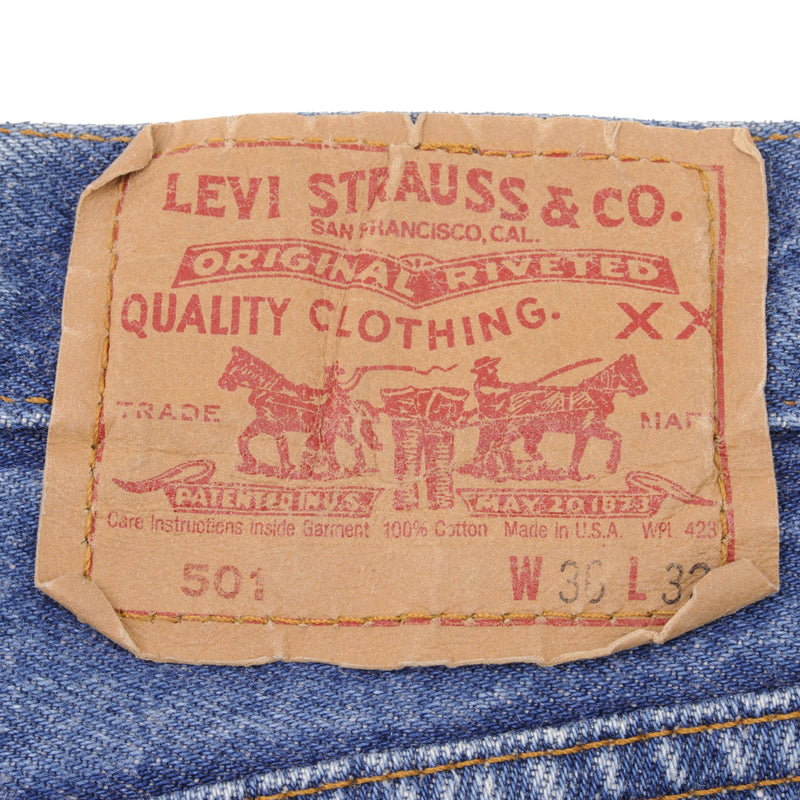 Beautiful Indigo Levis 501 Jeans 1980s Made in USA with Medium Wash  Size on tag 36X32 Actual Size 35X32 Back Button #532