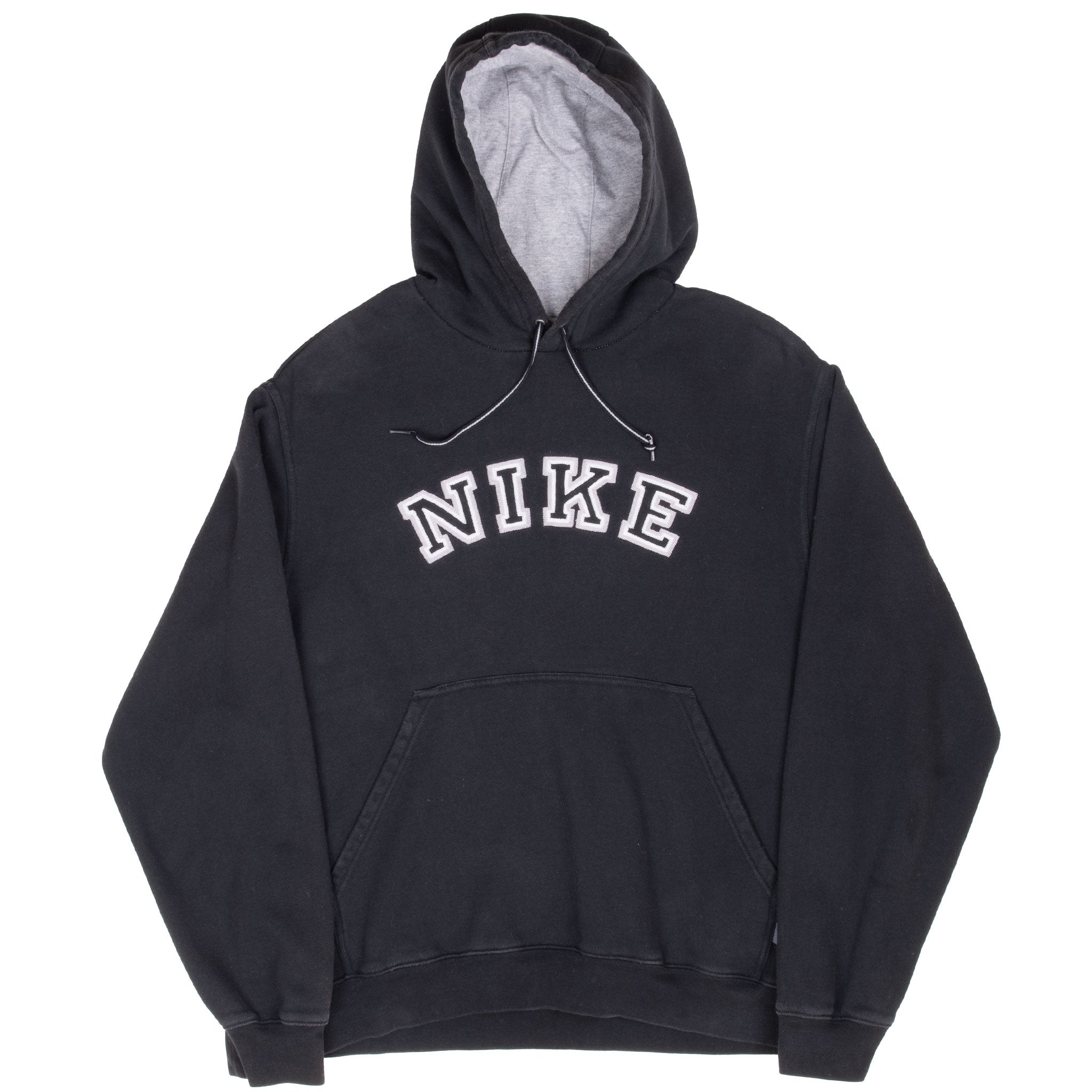Vintage Nike Spellout Black Hoodie Sweatshirt 2000S Size Large
