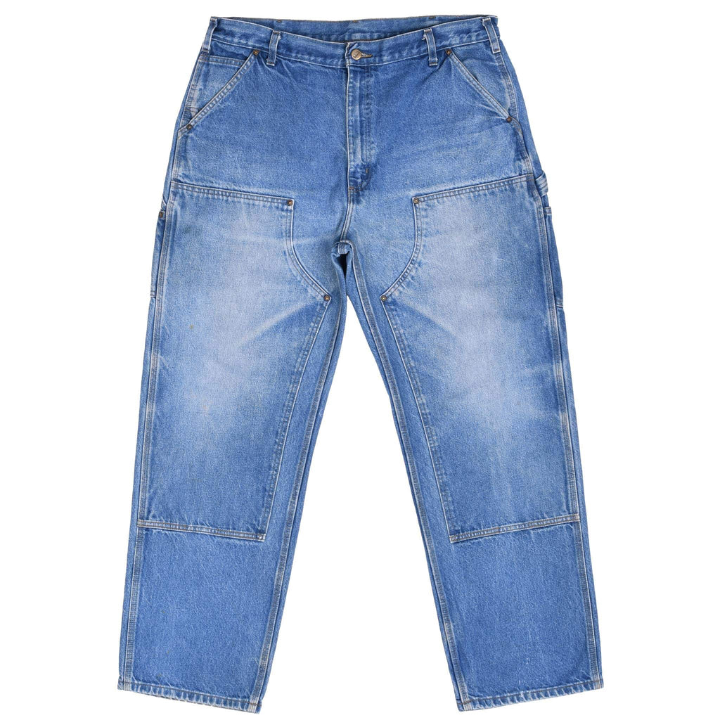 Vintage Carhartt Double Knee Carpenter Blue Jeans B73Dst Size 37X32

Size On Tag 38X32 Actual Size 37X32