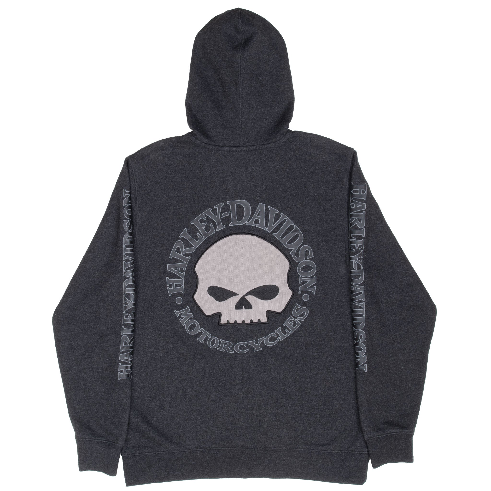 Vintage Harley Davidson Skull Full Zip Black Hoodie Sweatshirt 2000S Size Medium