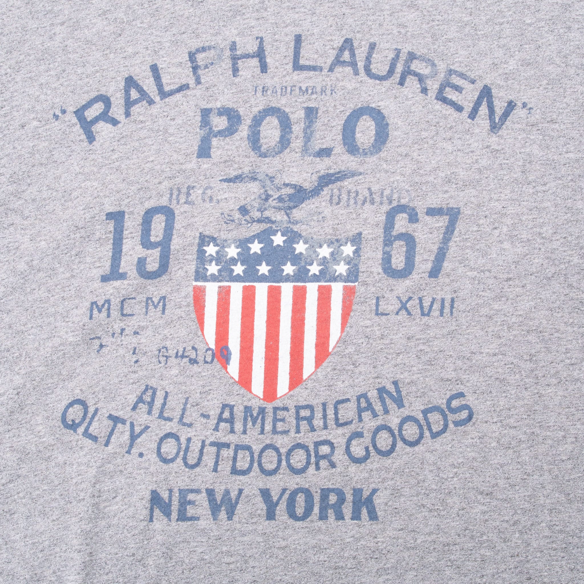 VINTAGE RALPH LAUREN POLO NEW YORK GREY TEE SHIRT SIZE XL