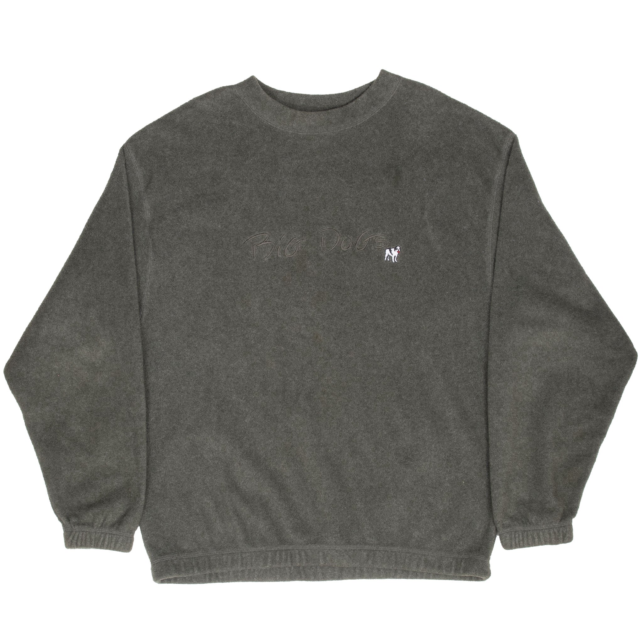 Vintage Big Dogs Embroidered Green Fleece Sweatshirt 1990S Size XL