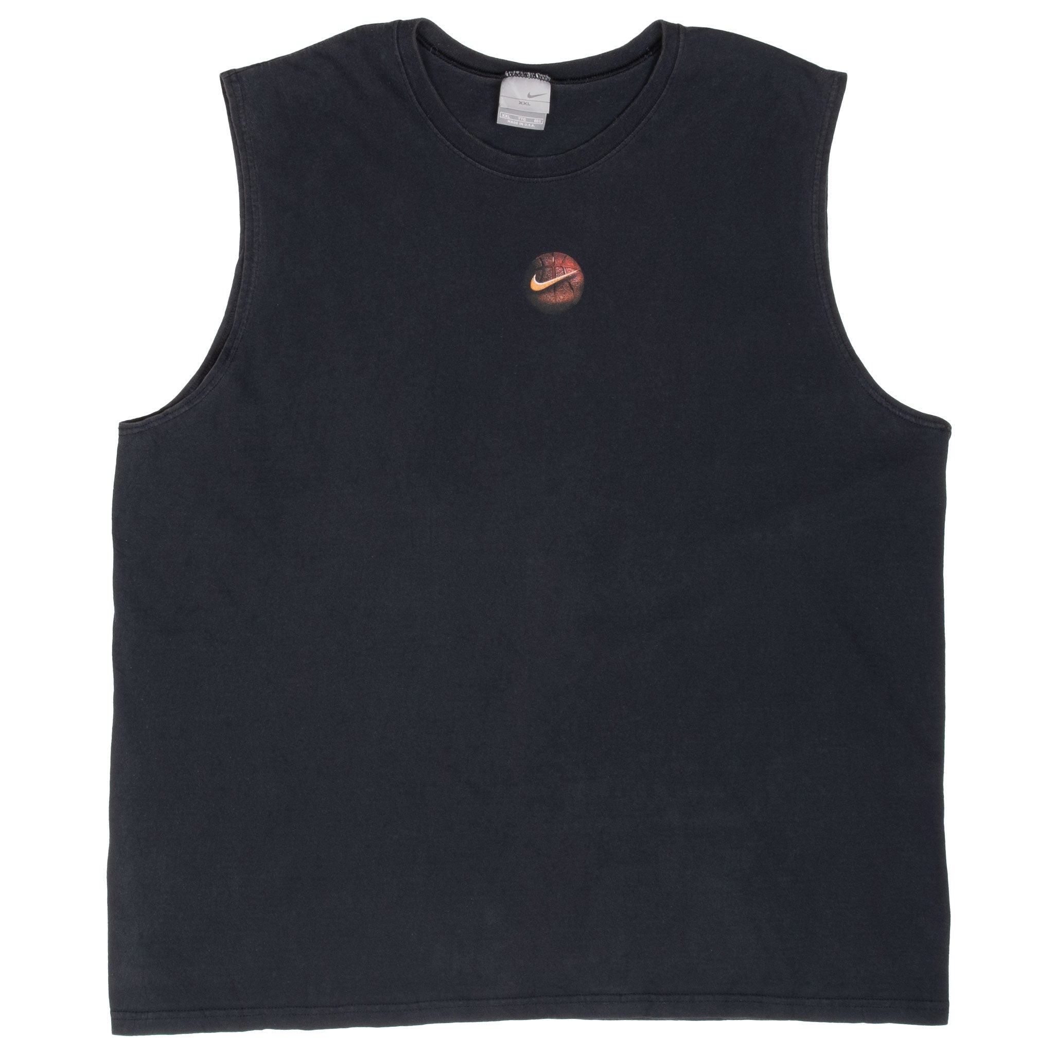 Vintage Nike Basketball Center Swoosh Black Tank Top Tee Shirt 2000S Size 2XL Made In Usa