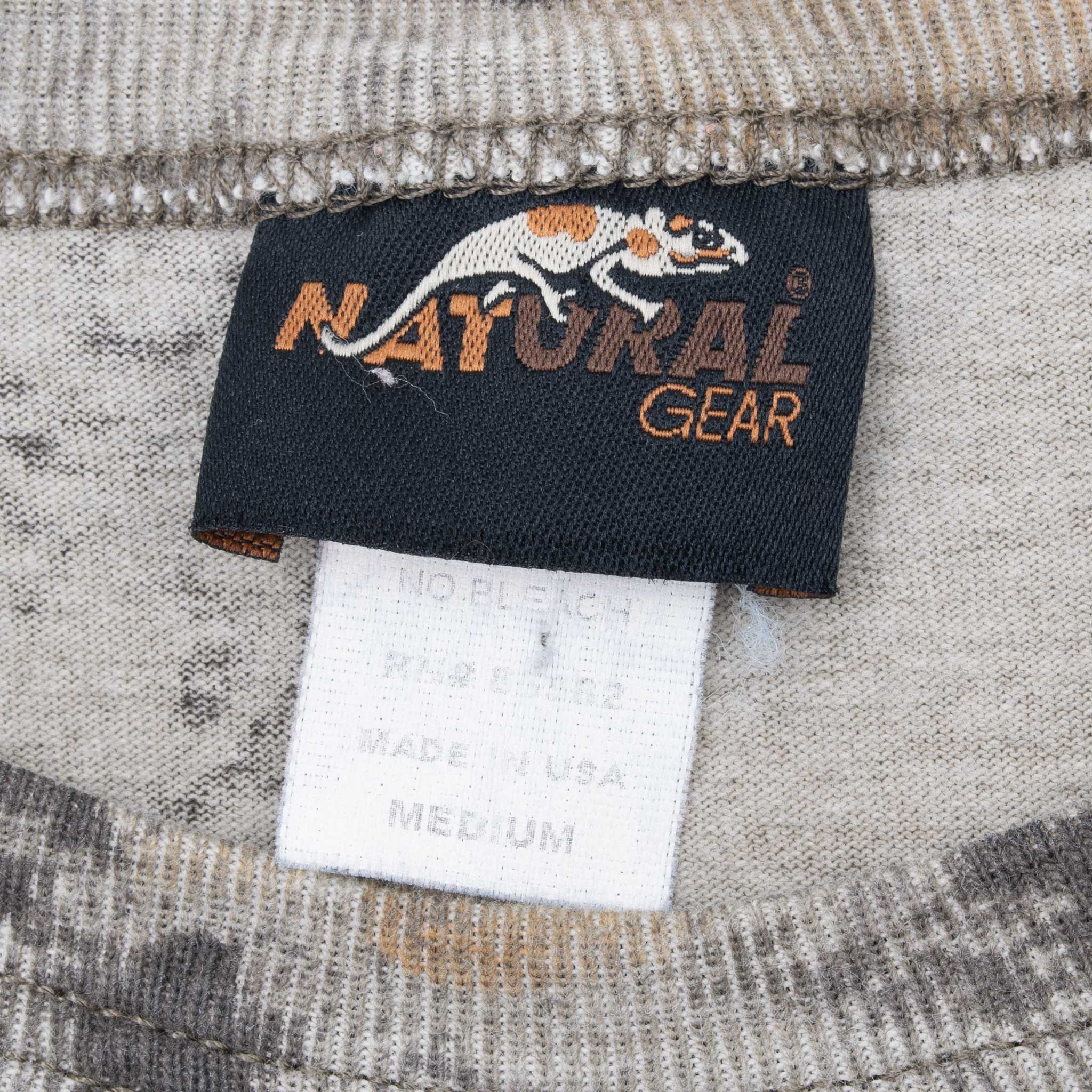Vintage Hunting Natural Gear Camo Long Sleeve Pocket Tee Shirt 1990s Size Medium Made In USA