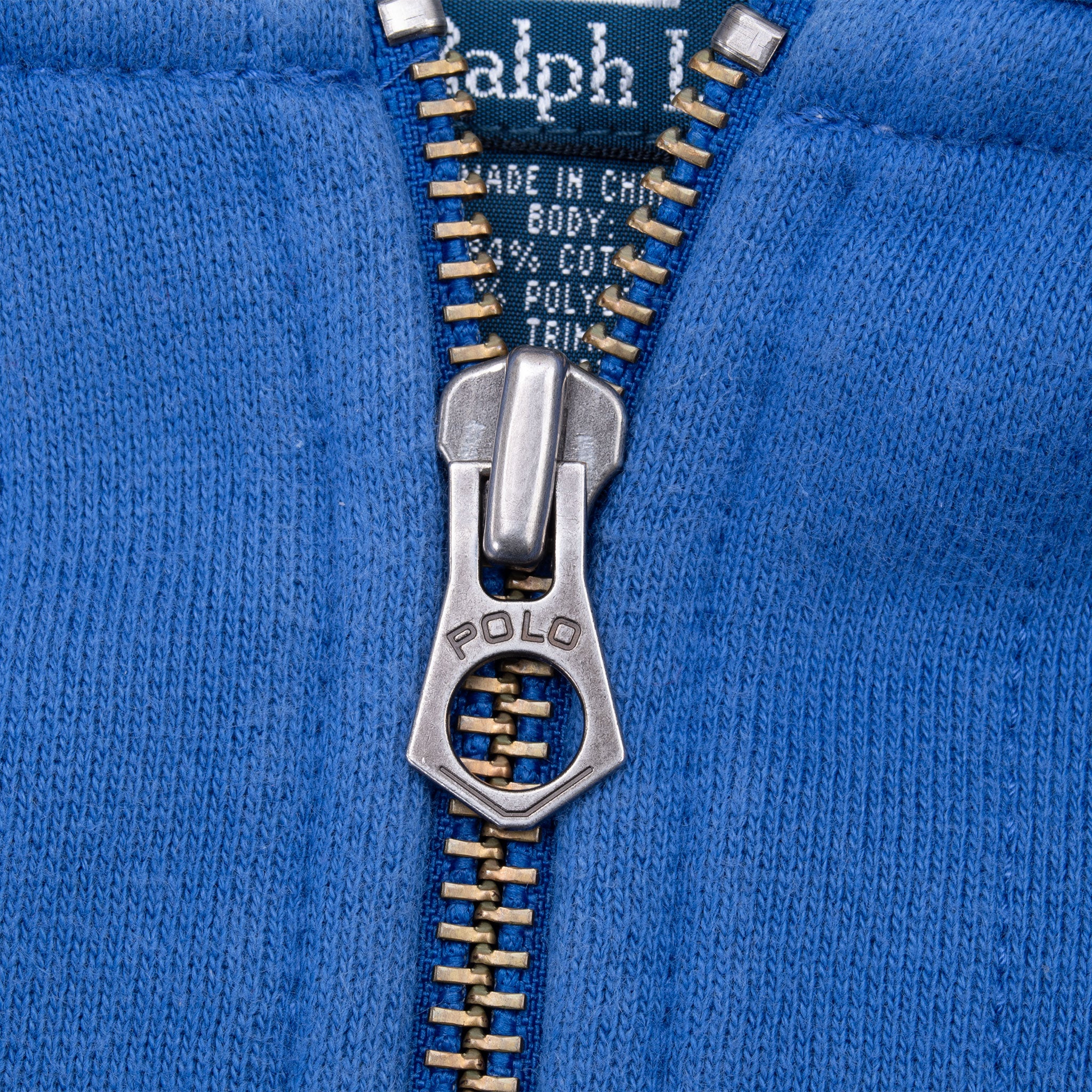 Vintage Ralph Lauren Full Zip Blue Hoodie Sweatshirt 1990S Size Medium