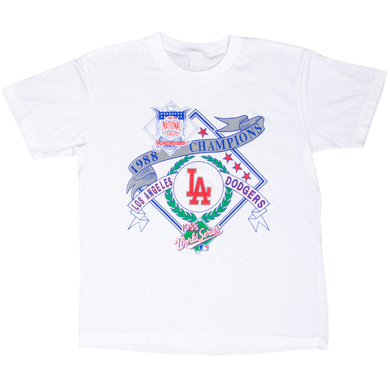 Vintage MLB Los Angeles Dodgers World Series Champions Tee Shirt 1988 Size Large With Single Stitch Sleeves