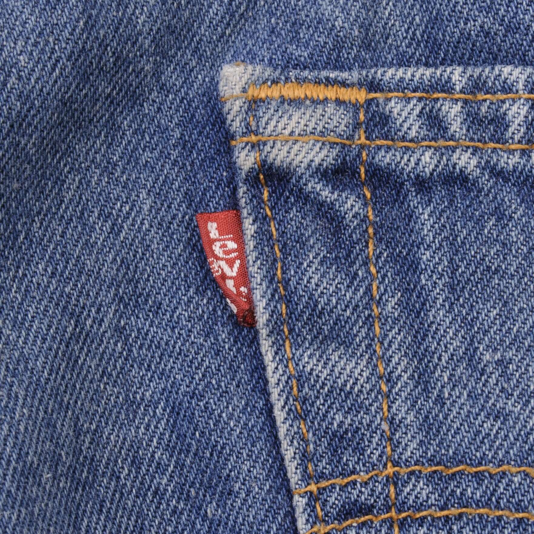 Beautiful Indigo Levis 501 Jeans 1980s Made in USA with Medium Wash   Size on tag 34X34 Actual Size 34X34 Back Button #524