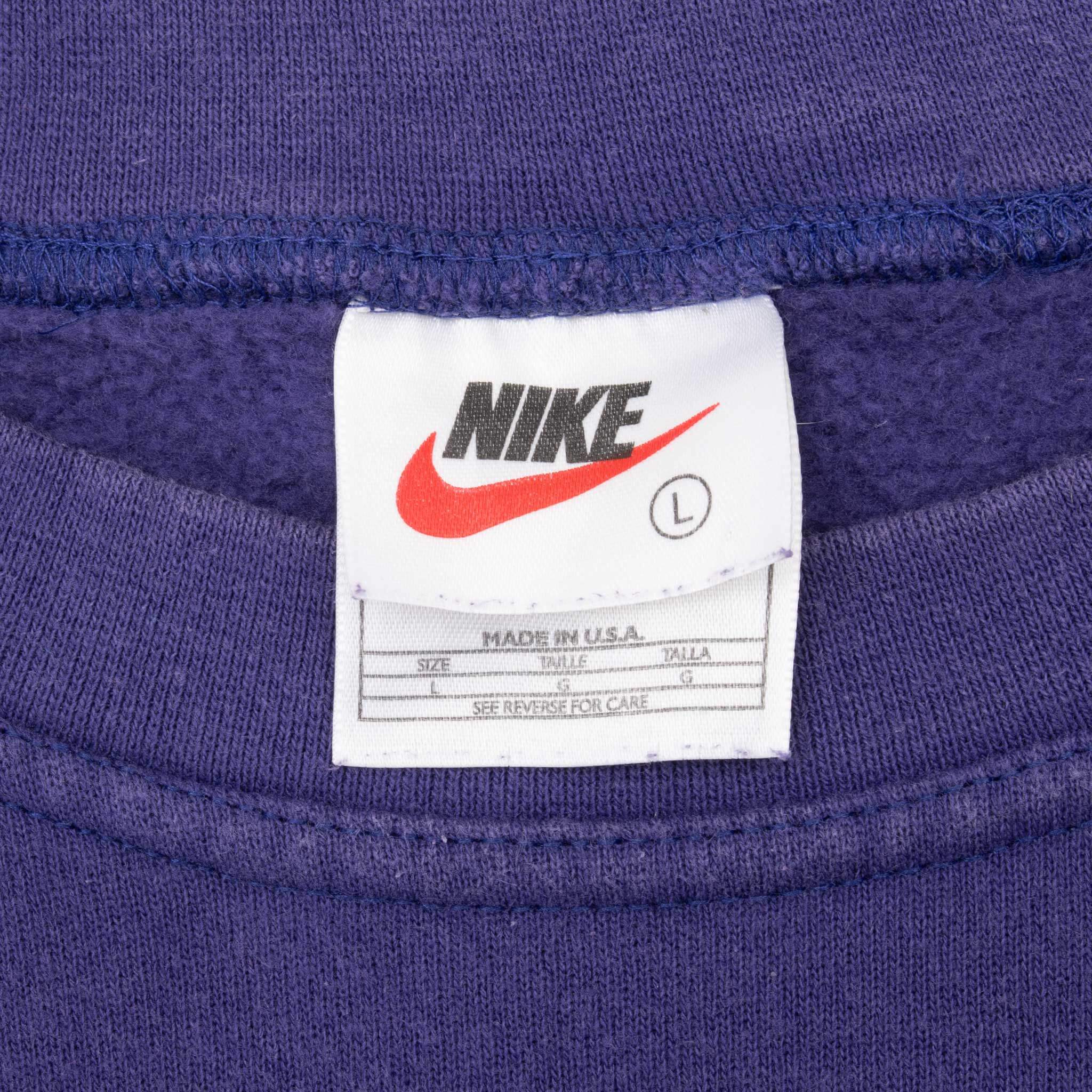 Vintage Nike Classic Swoosh Purple Sweatshirt 1990S Size Large Made In Usa