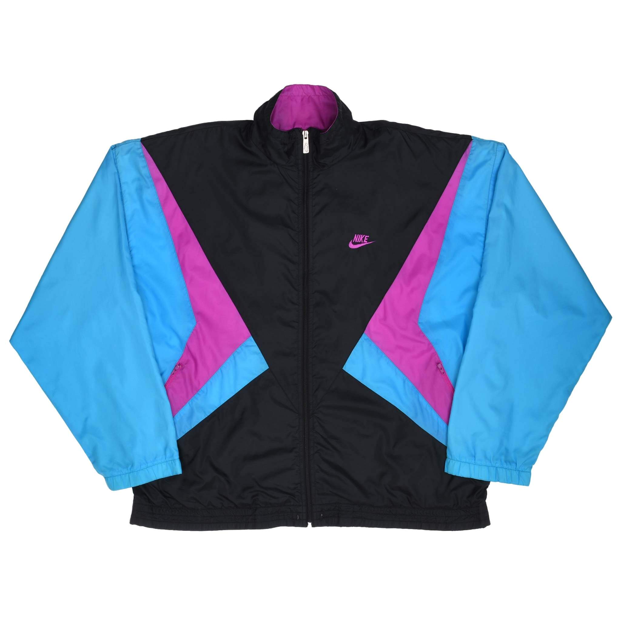 Vintage Nike Swoosh Neon And Black Windbreaker Jacket Late 1980S Size Large