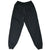 Front of black Nike nylon track pants with elastic waist and cuffs
