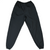 Back of black Nike nylon track pants with zippered rear pocket and elastic cuffs