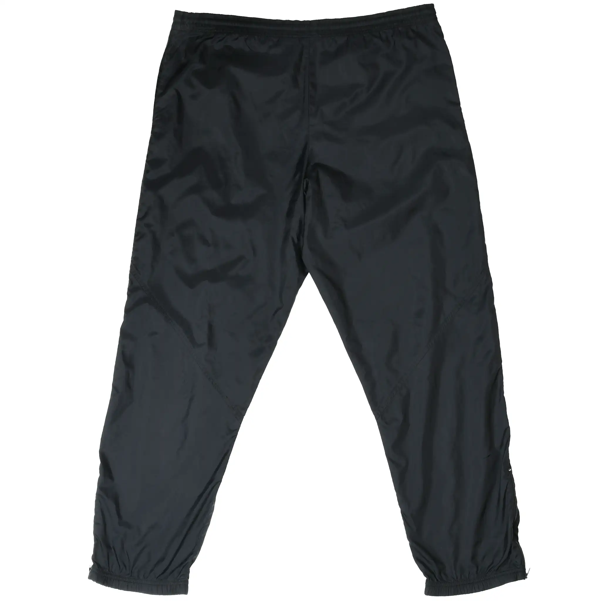 Back of black Nike women's track pants with elastic waistband and cuffs