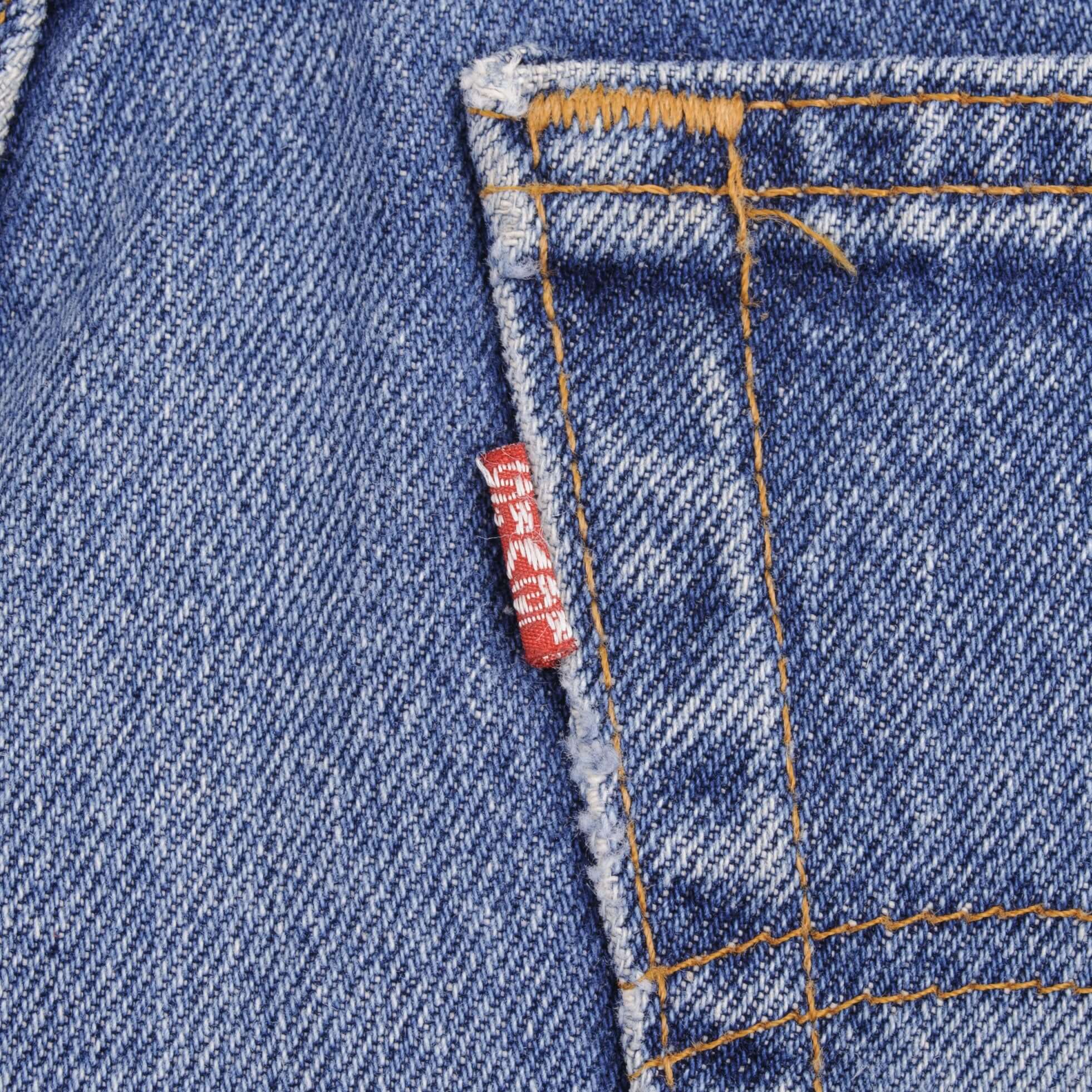 Beautiful Indigo Levis 505 Jeans Made in USA with Medium Light wash With Some light Whiskers.  Size on Tag 36X30 Actual Size 35X30 Back Button #532
