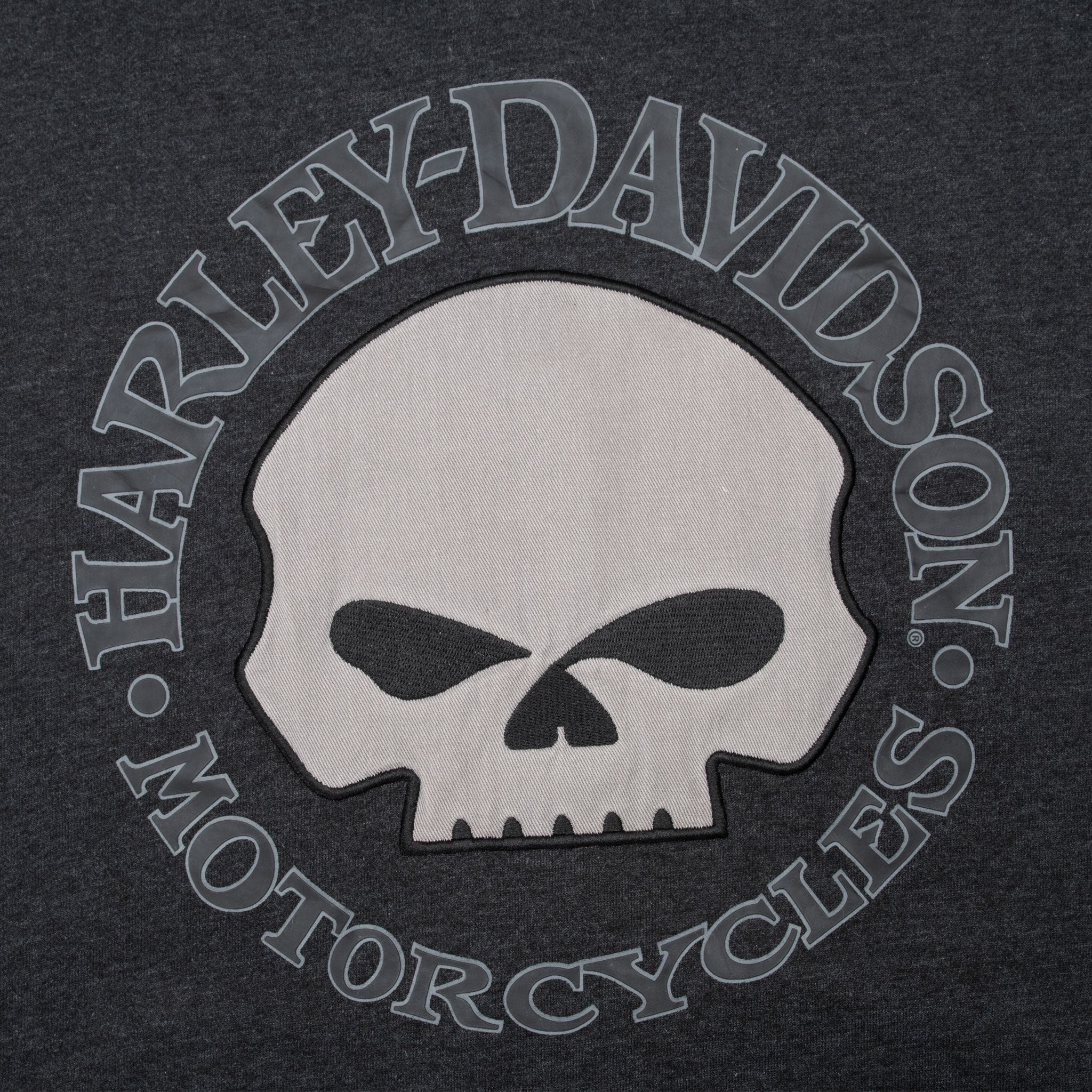 Vintage Harley Davidson Skull Full Zip Black Hoodie Sweatshirt 2000S Size Medium