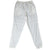 Back of white Nike track pants with elastic waist, curved knee seams, and elastic cuffs