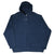 Front of navy blue Nike hoodie showing center Swoosh, drawstring hood, and kangaroo pocket