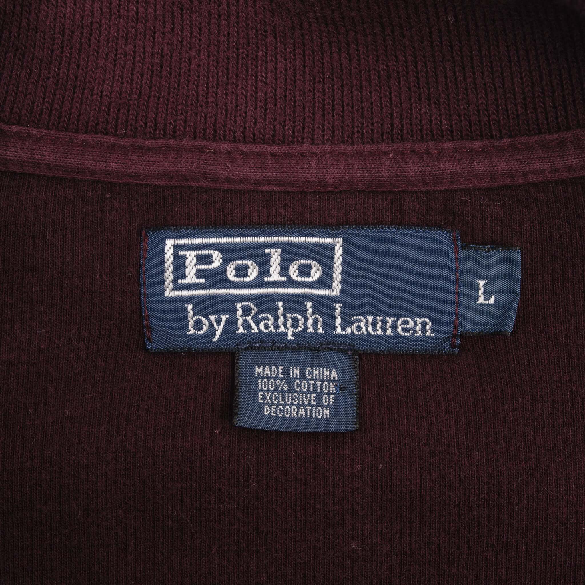 Vintage Polo Ralph Lauren Burgundy Quarter 1/4 Zip Sweater 1990S Size Large