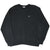 Full front view of black Nike sweatshirt with white Swoosh embroidery