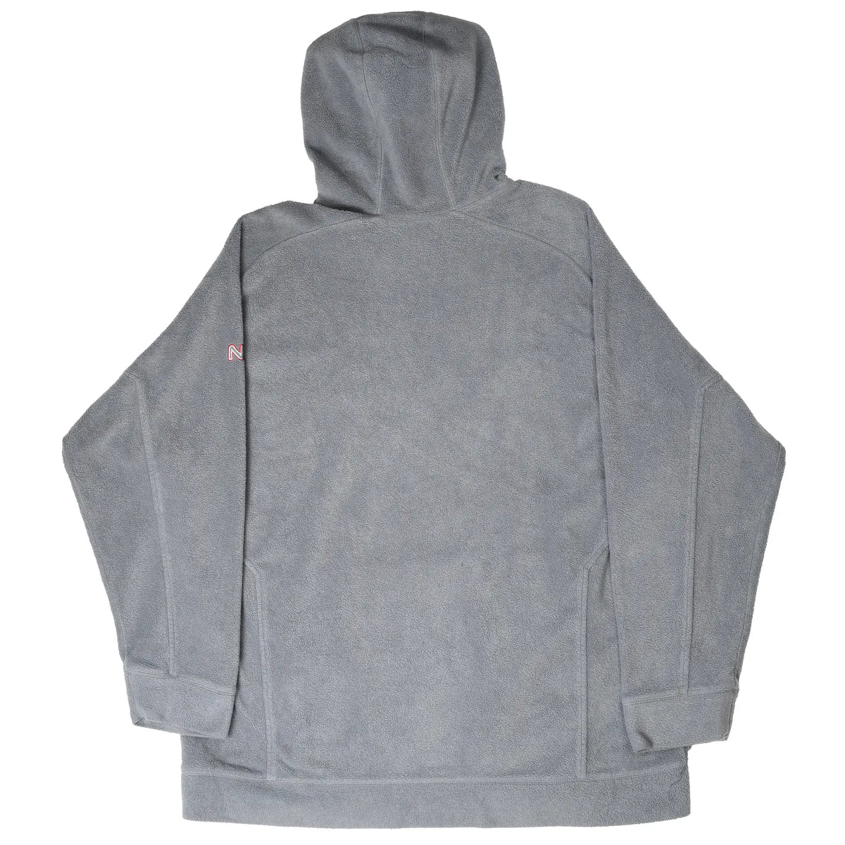 Back of grey Nike fleece pullover hoodie with plain design