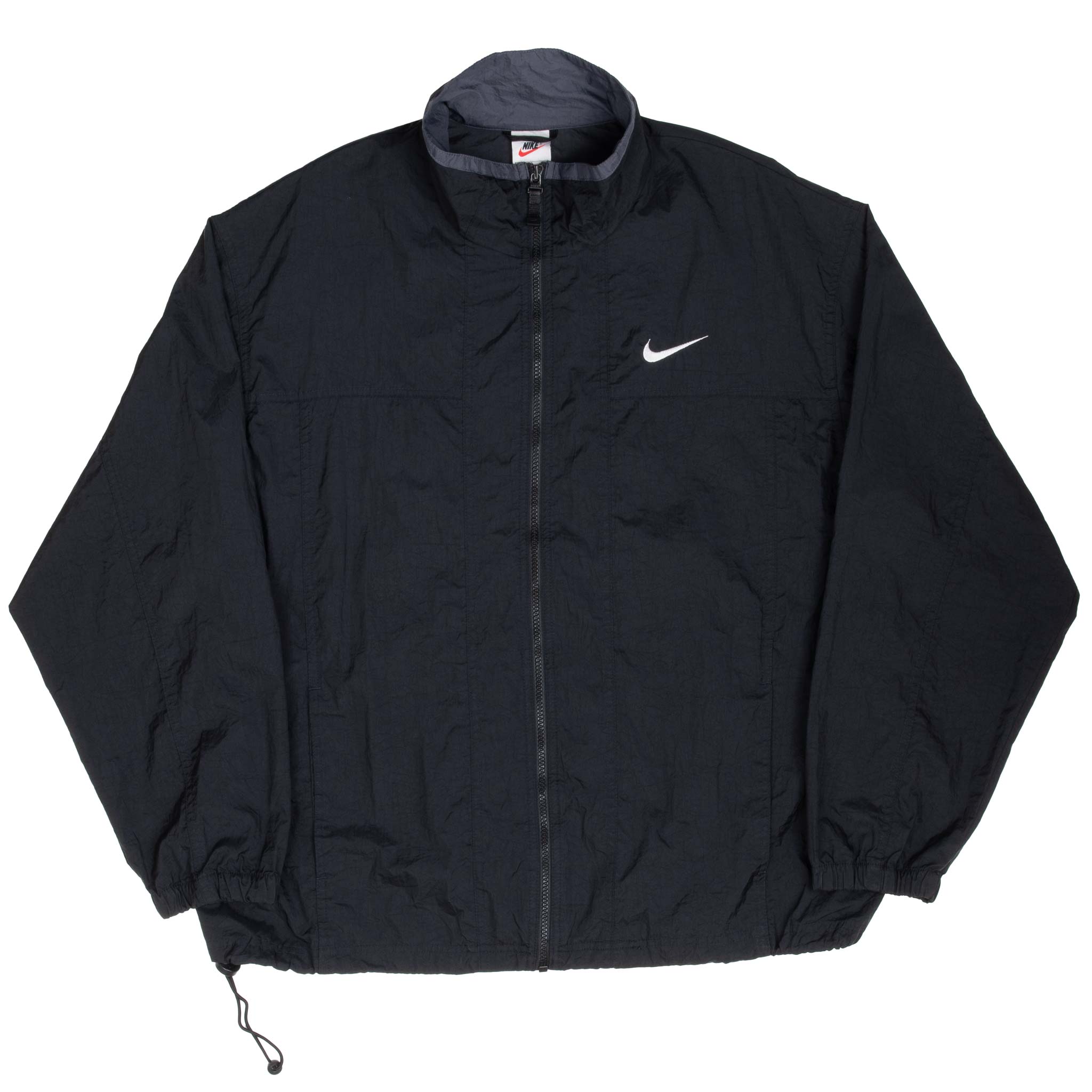 VINTAGE NIKE CLASSIC SWOOSH BLACK WINDBREAKER JACKET 1990S