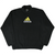 Full front view of black adidas fleece turtleneck sweatshirt with centered chest logo