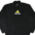 Front of black adidas fleece turtleneck sweatshirt with yellow and white chest logo
