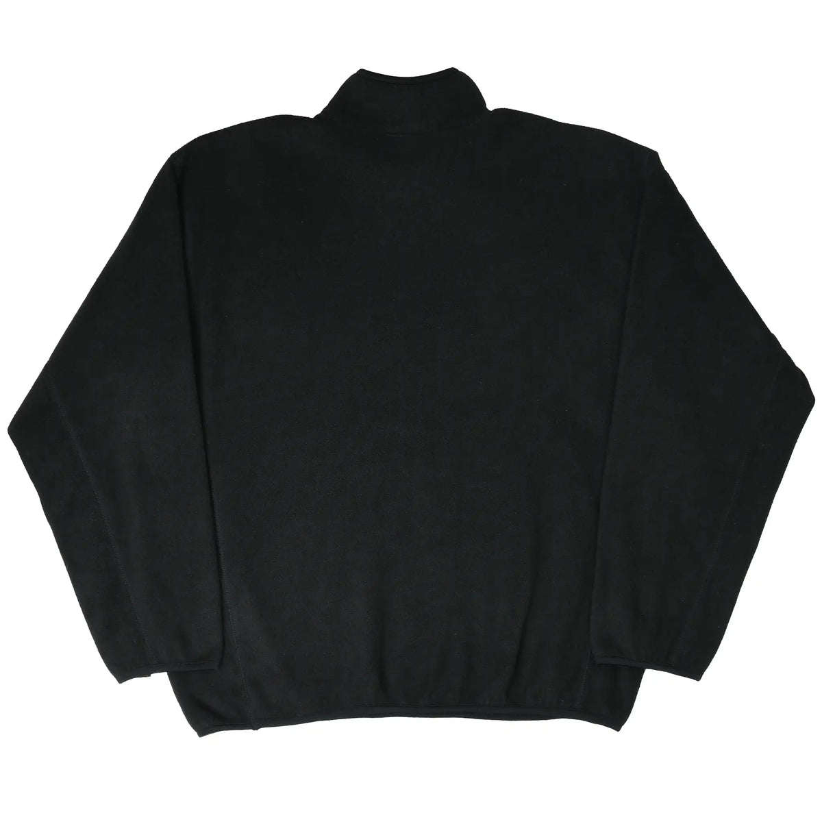 Back of black adidas fleece turtleneck sweatshirt with plain design