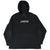 Front of black Nike fleece hoodie with hood, outlined logo, and kangaroo pocket