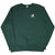 Full front of dark green Champion crewneck sweatshirt with embroidered chest logo