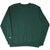 Back of dark green Champion crewneck sweatshirt with small sleeve logo